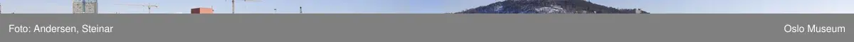 Panorama, sjø, havn, fjord, båt, skip, festning, byggearbeider, kran, mudder,