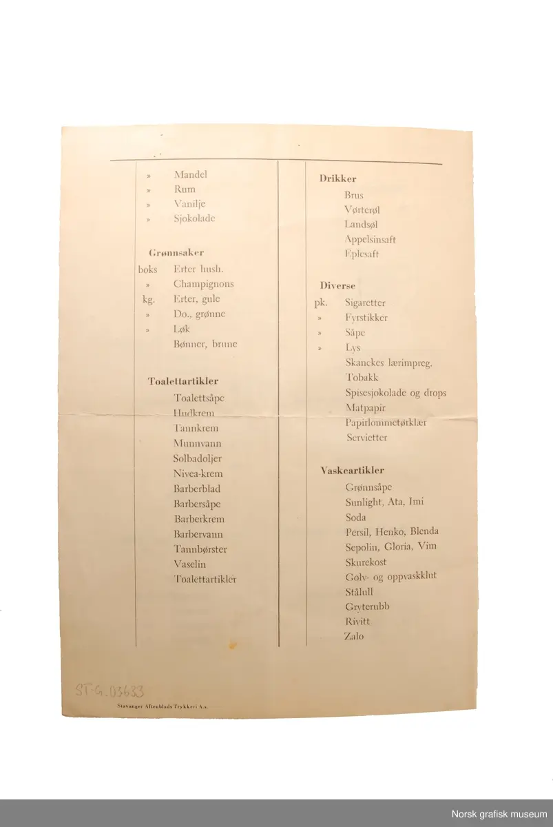Ordreliste fra K. Kristiansen
