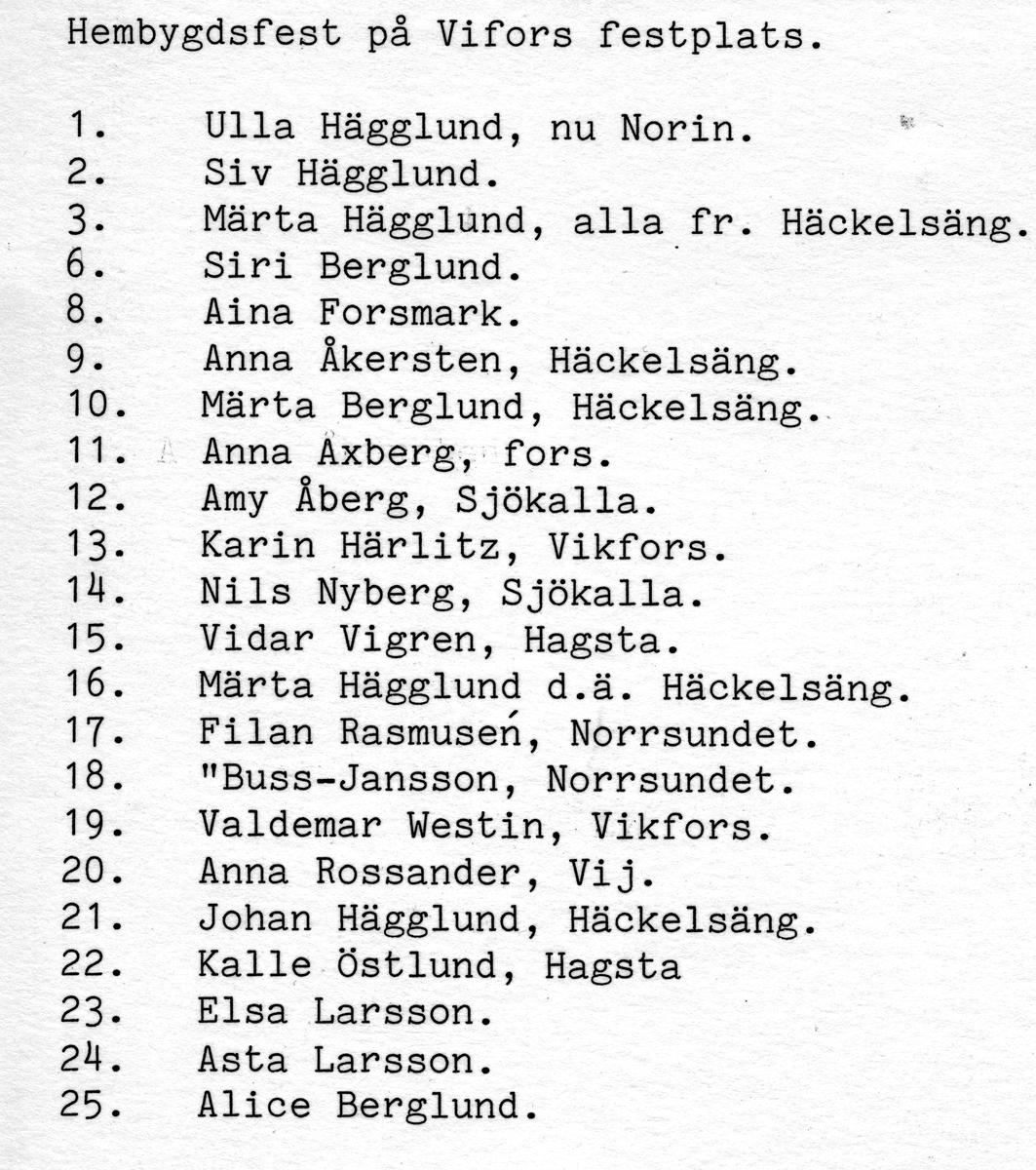 Hembygdsfest på Vifors festplats.