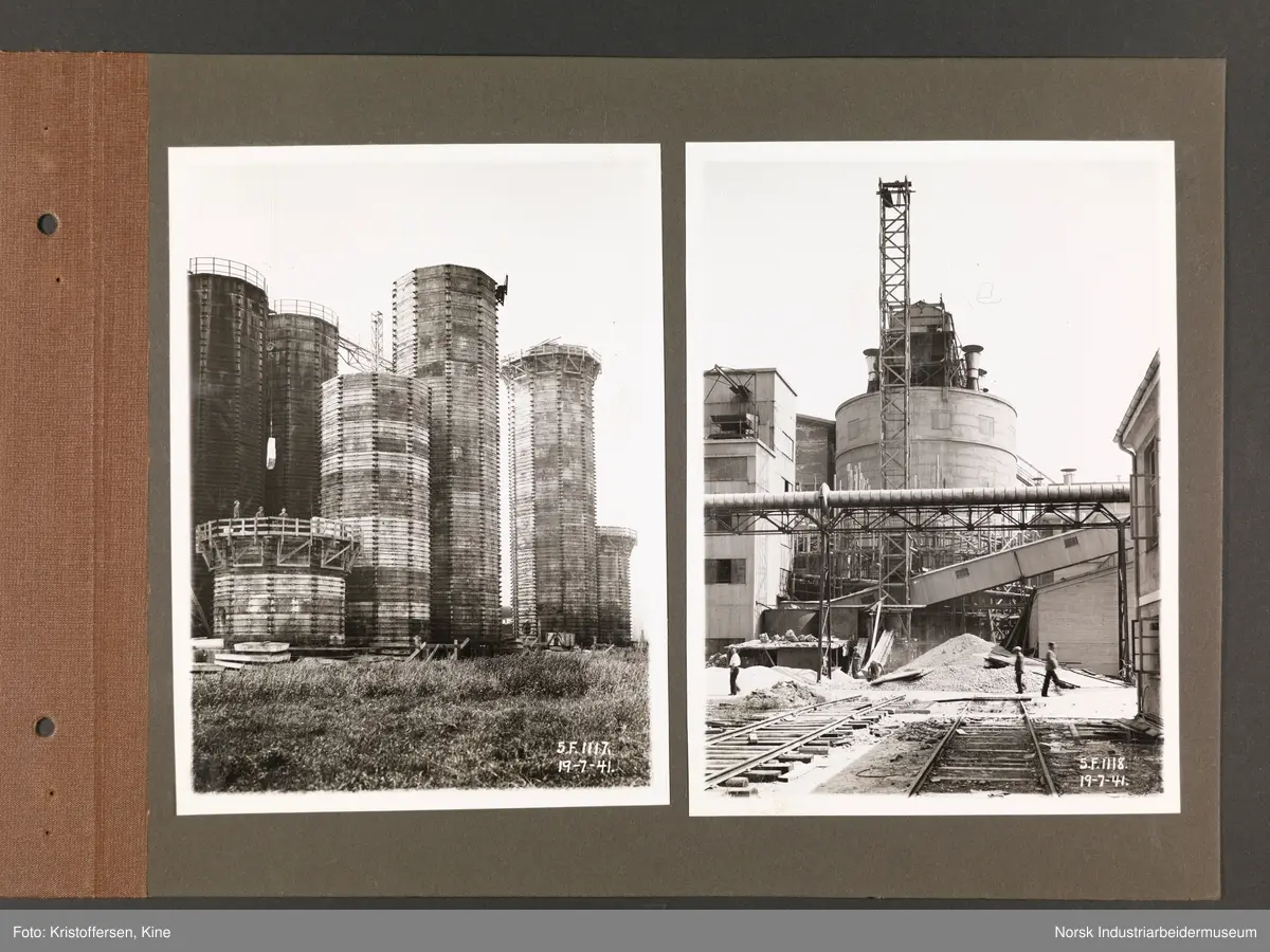 Fotoalbum med 20 sider og 37 innlimte fotografier fra Norsk Hydro på Herøya.