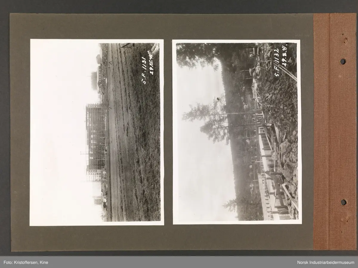 Fotoalbum med 20 sider og 37 innlimte fotografier fra Norsk Hydro på Herøya.