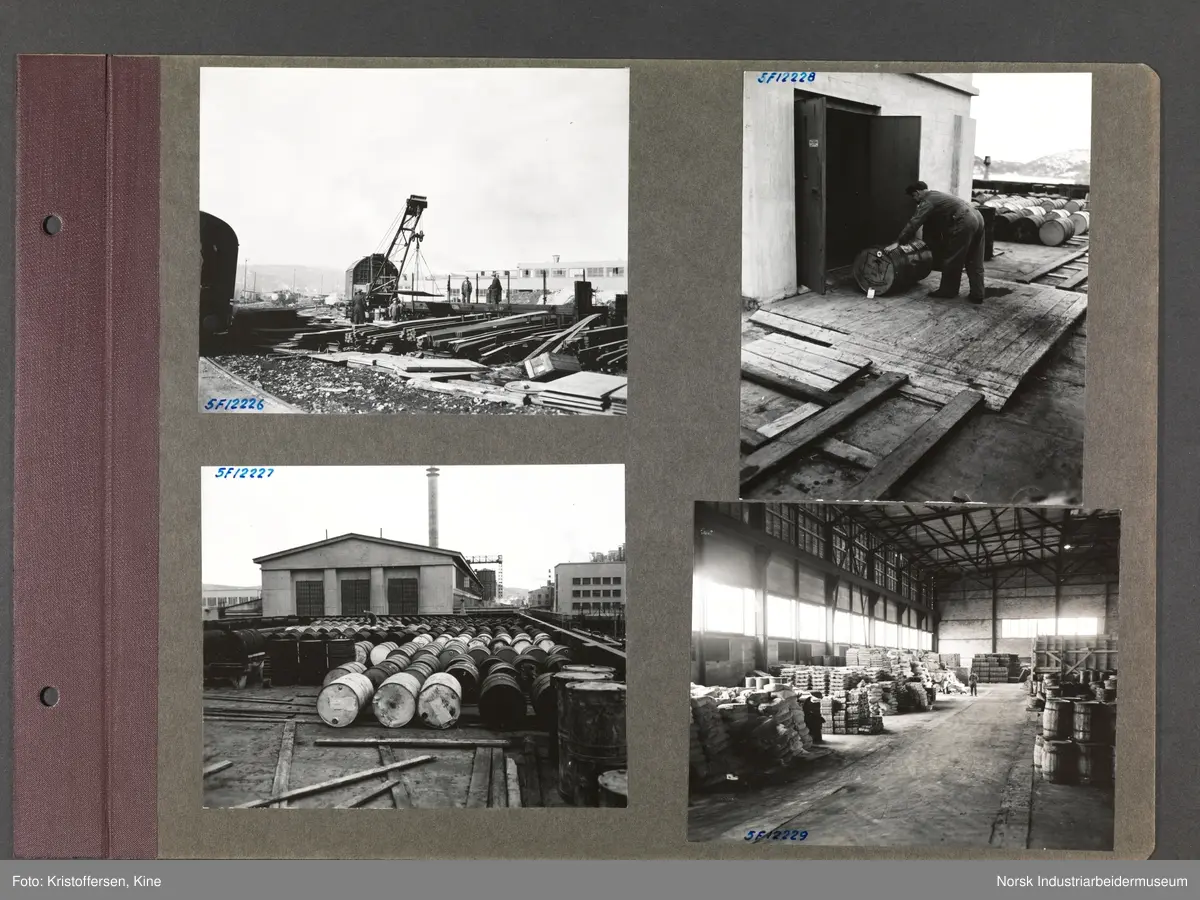 Fotoalbum med 50 sider og 123 innlimte fotografier fra Norsk Hydro på Herøya.