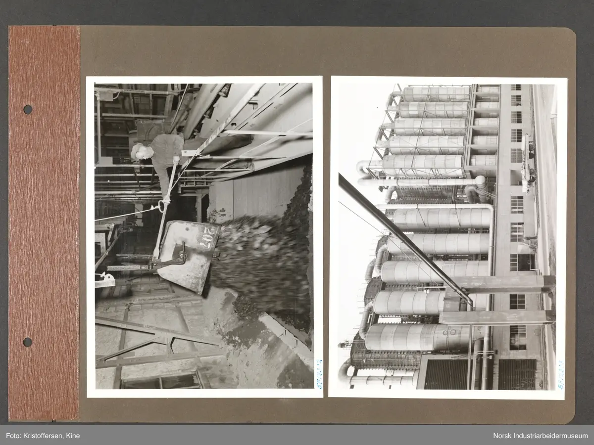 Fotoalbum med 50 sider og 69 innlimte fotografier fra Norsk Hydro på Herøya.