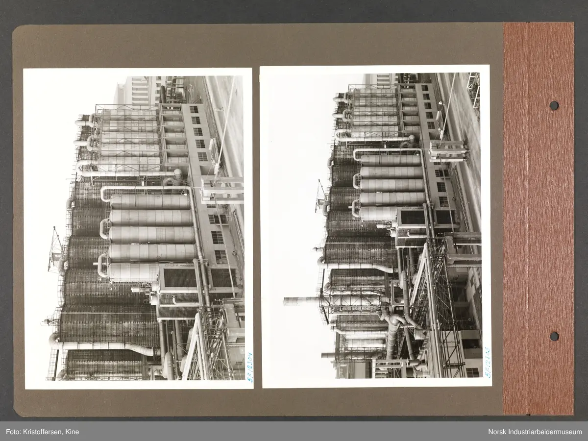 Fotoalbum med 50 sider og 69 innlimte fotografier fra Norsk Hydro på Herøya.