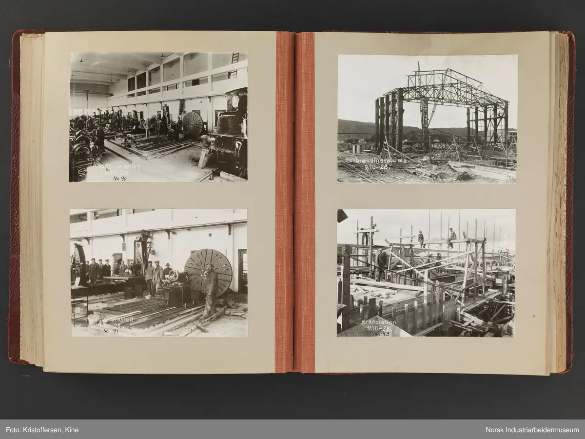 Fotoalbum med 88 sider og 164 innlimte fotografier fra Norsk Hydro på Herøya. Fotografiene viser starten av Eidanger Salpeterfabriker