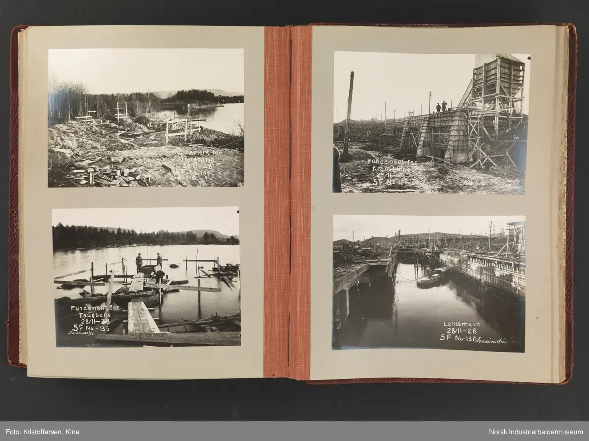 Fotoalbum med 88 sider og 164 innlimte fotografier fra Norsk Hydro på Herøya. Fotografiene viser starten av Eidanger Salpeterfabriker