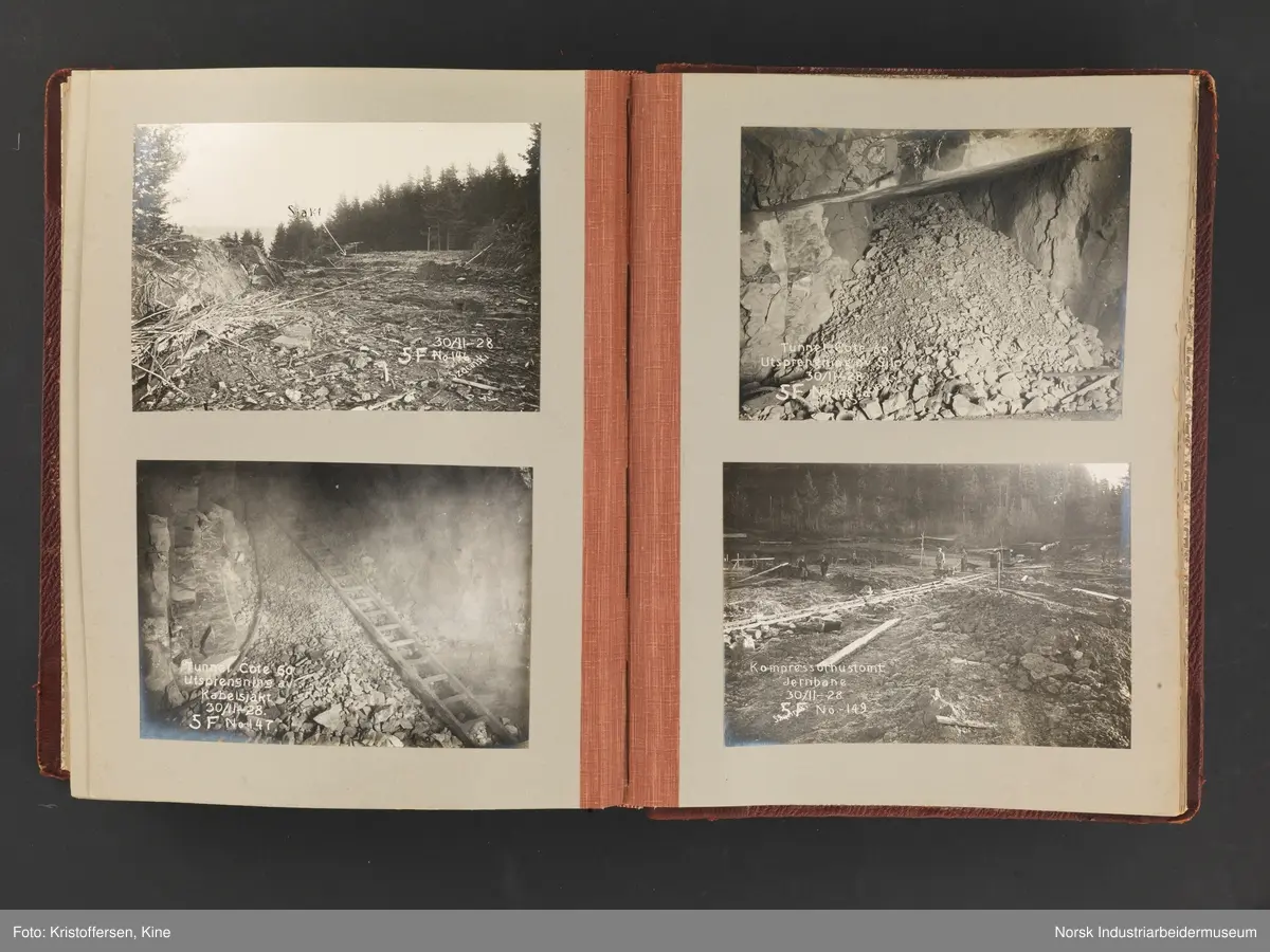 Fotoalbum med 88 sider og 164 innlimte fotografier fra Norsk Hydro på Herøya. Fotografiene viser starten av Eidanger Salpeterfabriker