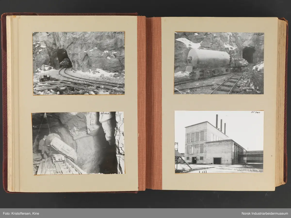 Fotoalbum med 88 sider og 116 innlimte fotografier fra Norsk Hydro på Herøya. Fotografiene viser starten av Eidanger Salpeterfabriker