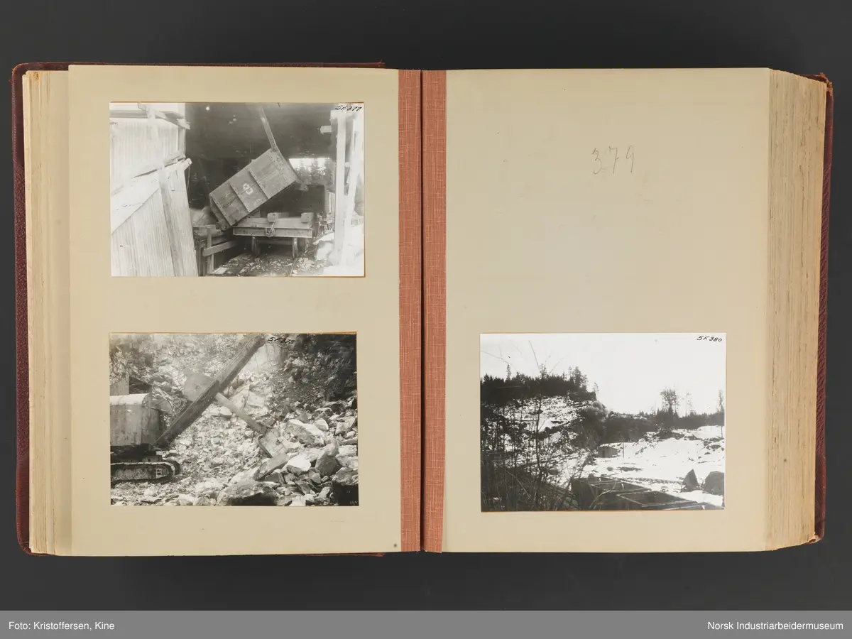 Fotoalbum med 88 sider og 116 innlimte fotografier fra Norsk Hydro på Herøya. Fotografiene viser starten av Eidanger Salpeterfabriker