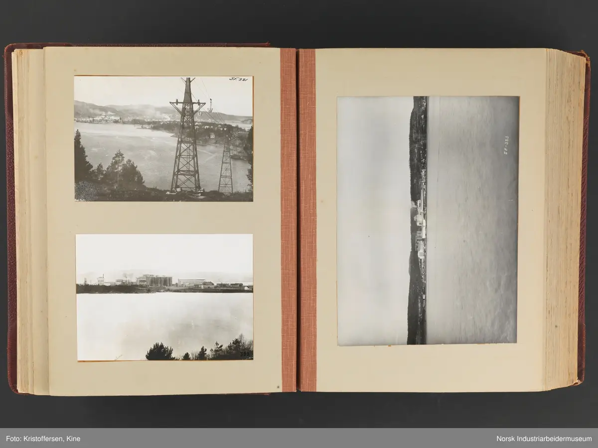 Fotoalbum med 88 sider og 116 innlimte fotografier fra Norsk Hydro på Herøya. Fotografiene viser starten av Eidanger Salpeterfabriker