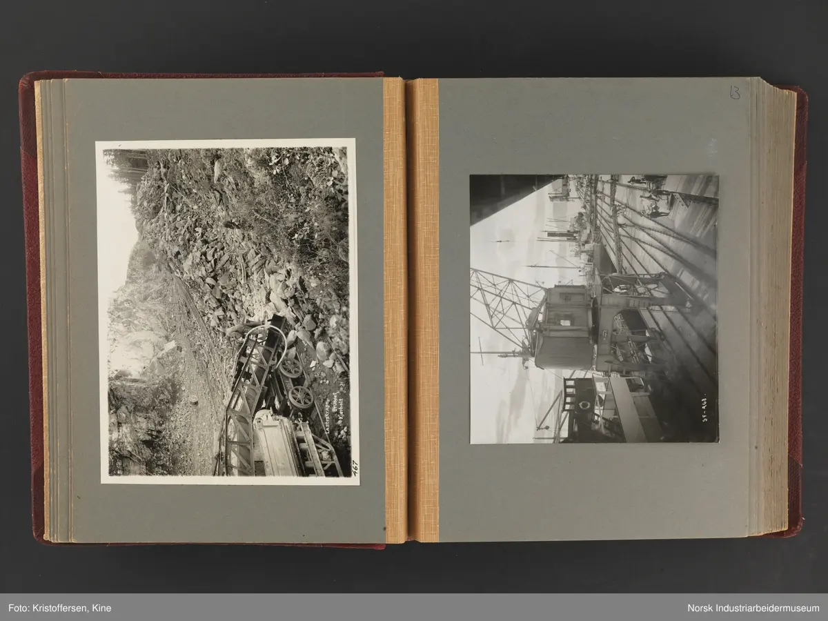 Fotoalbum med 88 sider og 116 innlimte fotografier fra Norsk Hydro på Herøya. Fotografiene viser starten av Eidanger Salpeterfabriker