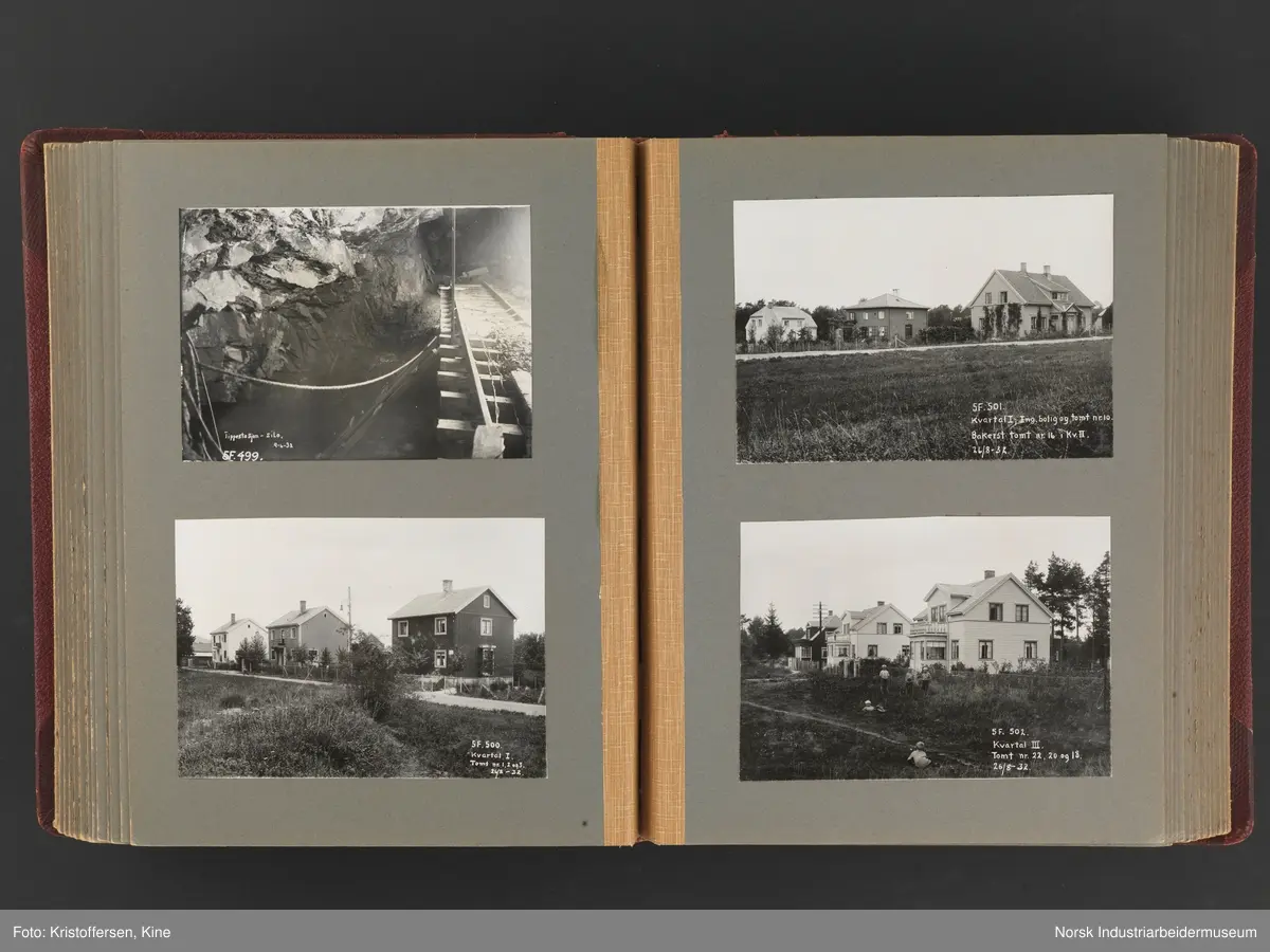 Fotoalbum med 88 sider og 116 innlimte fotografier fra Norsk Hydro på Herøya. Fotografiene viser starten av Eidanger Salpeterfabriker