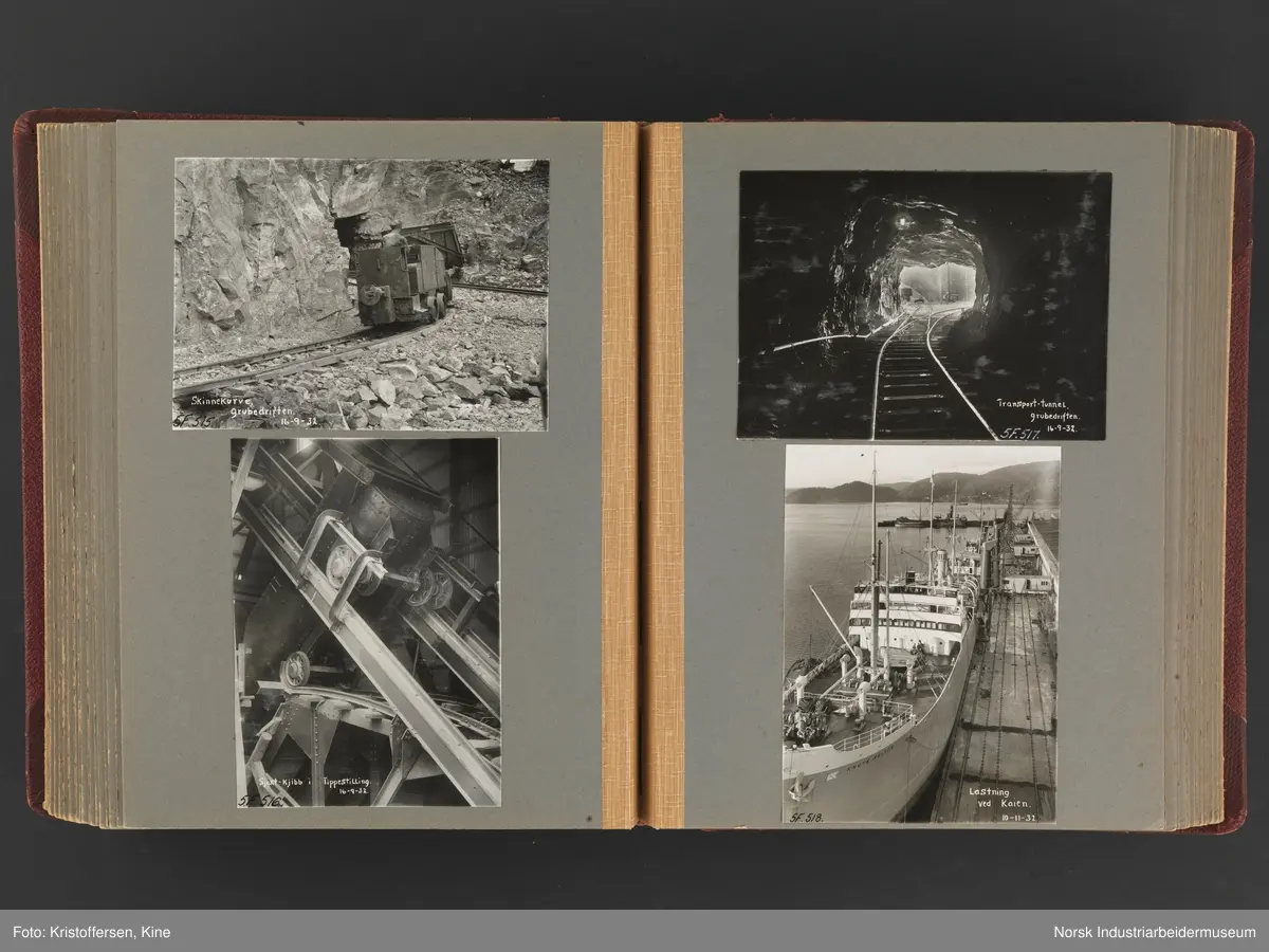 Fotoalbum med 88 sider og 116 innlimte fotografier fra Norsk Hydro på Herøya. Fotografiene viser starten av Eidanger Salpeterfabriker