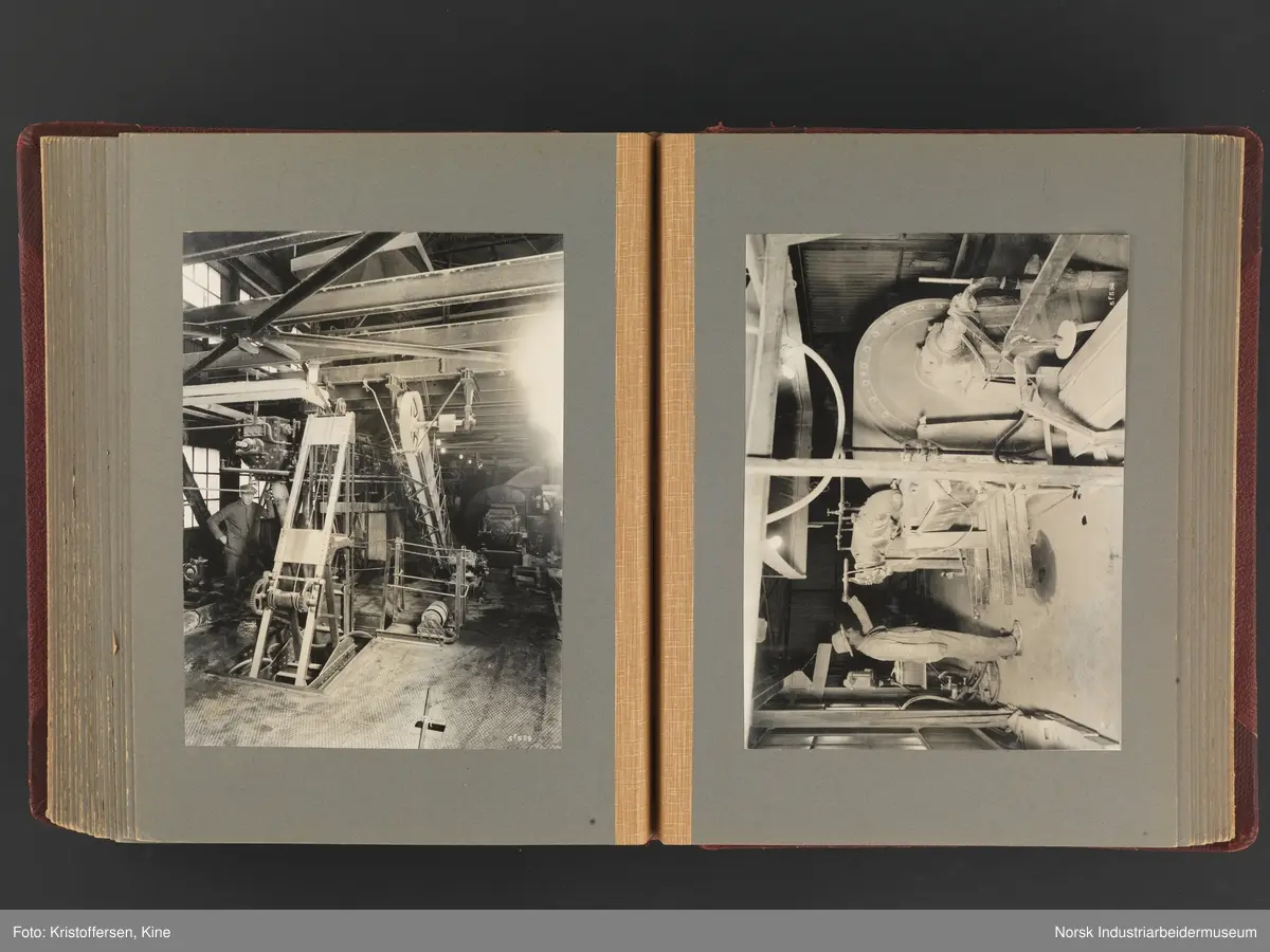 Fotoalbum med 88 sider og 116 innlimte fotografier fra Norsk Hydro på Herøya. Fotografiene viser starten av Eidanger Salpeterfabriker