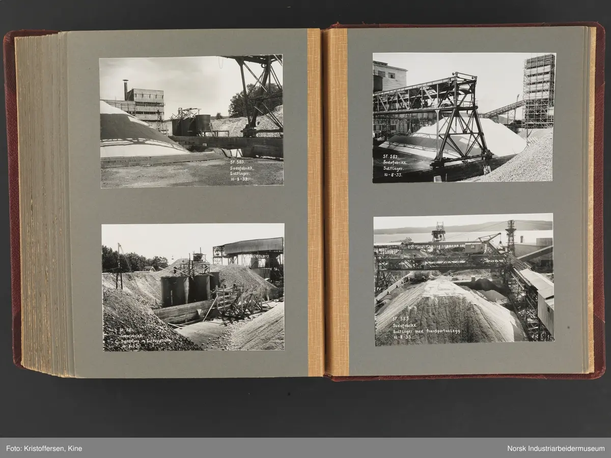 Fotoalbum med 88 sider og 116 innlimte fotografier fra Norsk Hydro på Herøya. Fotografiene viser starten av Eidanger Salpeterfabriker