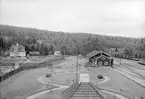Bangården sedd från stationshuset i Hagfors.