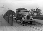 Statens Järnvägar, SJ motordressin 107 vid Helsingborg station. Dressinen byggdes av Hilding Carlsson och levererades till SJ 1933.