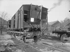 Bergslagernas Järnvägar,  BJ G-vagnar, krockskadade och upplastade. Olycka vid Sandviken 1931-03-20