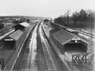 Plattformar. Stationen öppnades 1879. Stationshuset var då ett tvåvånings trähus med bostadslägenhet i övervåningen. 1917 byggdes ett nytt stationshus. Bangården har byggts om flera gånger. Elektriskt ställverk 1938.