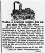 Tidningsklipp från 1857-01-31 angående inställd persontrafik mellan Jonsered och Alingsås, med anledning av transport av 'sleepers och rails' för järnvägens fullbordande.