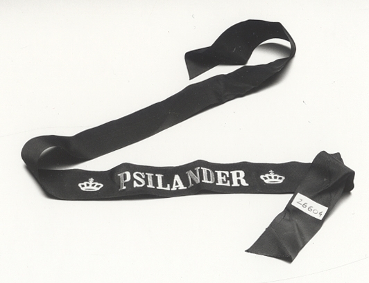Mössband för besättning på HMS Psilander.