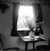 Statens Järnvägar, SJ tåghem. Blommor i vas på bord i sällskapsvagnen