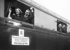 Statens Järnvägar, SJ ACo2c 16. Trafikerades mellan Stockholm och Hamburg. Stålvagn.