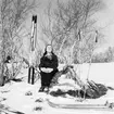 Skidåkare, tåghemsresenärer i Abisko.