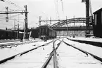 Stockholm Centralstation, vinterbild. Dvärgsignalen visar 