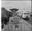 Motorvagnståg Trafikaktiebolaget Grängesberg - Oxelösund Järnvägar, TGOJ samt Statens Järnvägar, SJ D 367 med vagnar vid Frövi station.