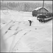 Snöskottning på Backe bangård.