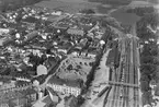 Vy över Katrineholm och bangården vid Katrineholm station.