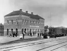 Gislaved station. Halmstad - Nässjö Järnvägs ånglok, HNJ lok nr 10.