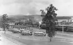 Vy över Ludvika järnvägsstation och busshållplats.