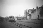 Borensberg järnvägsstation. Motorvagn på bangården.