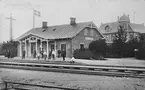 Nättraby station anlagd 1896. Envånings stationshus i tegel.