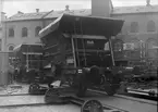 Statens Järnvägar, SJ Q32 BYCF 41. Specialvagn för makadamtransport.
Kockums i Malmö.