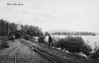 Ånglok på ingång vid bangården vid Bunn station.