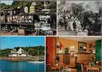 Vykort med ett flertal motiv. 
1. Ett av de så kallade 'blomstermåla-loken'.
2. Kung Oscar anländer till Särö station.
3. Det tidigare stationshuset under 1960-talet.
4. Interiör från den tidigare väntsalen.