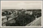 Vy över Växjö med domkyrkan i bakgrunden.