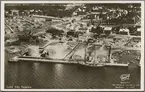 Flygfoto över del av hamnen i Luleå.