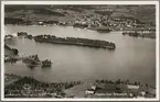 Flygfoto över Strömsund stad och sjön Russfjärden.