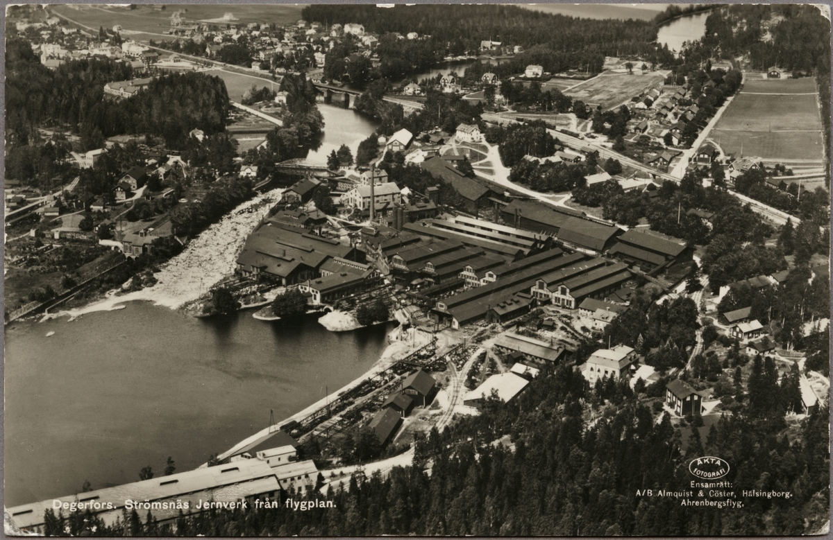 Flygfoto över Strömsnäs Järnverk, i Degerfors.