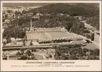 Flygfoto över Oskarströms Linnefabrik.