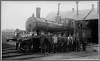 Lokstallet vid Billinge station. Helsingborg - Hässleholms Järnvägar, HHJ L3 14, tillverkat 1900 av Nohab. Det skrotades 1939.