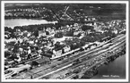 Flygfoto över Nässjö station och bangård.