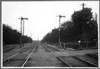 Bergsbrunna stations bangård och plantering. Stationen öppnad 1866.