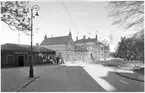 Borås nedre station med ilgodsmagasinet på 1920-talet.