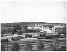 Bangården vid Borås mekaniska verkstad 1927. Utsikt från Krokhallsberget åt sydväst.