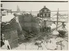 Brobygge vid Brovallen på 1930-talet.